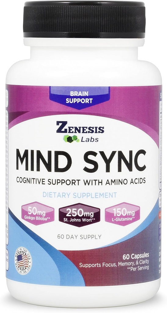 Zenesis Labs Mind SYNC - Ginkgo Biloba, St John 's Wart & L-Glutamine 60 캡슐 - 리뷰 읽기