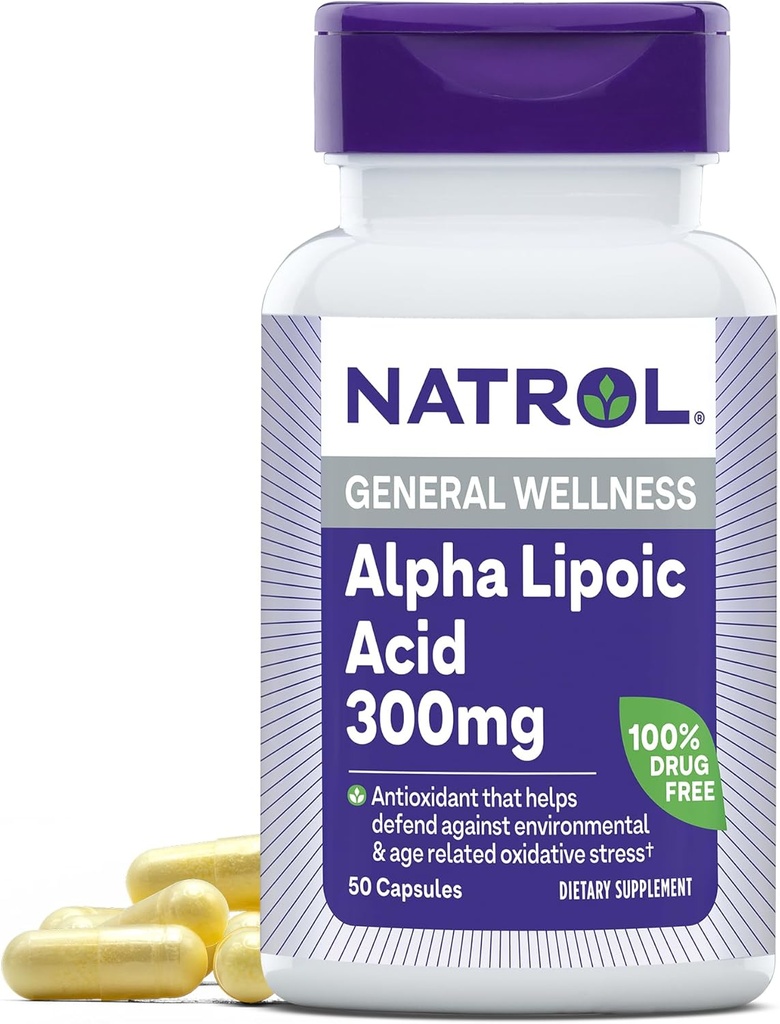 Natrol 알파 Lipoic 산 300 mg의 일반 웰니스, 50 캡슐, 50 일 공급을 위한 규정식 보충교재