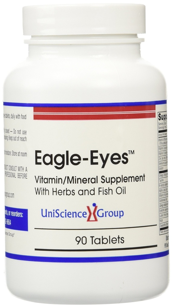 Eagle-Eyes, 500 mg Omega 3 Fish Oil, Lutein, Zeaxanthin, Bilberry 과일 추출물, 비타민 A, C, E, 아연, NAC, 타우린, 90 정제를 가진 최선 시각 건강