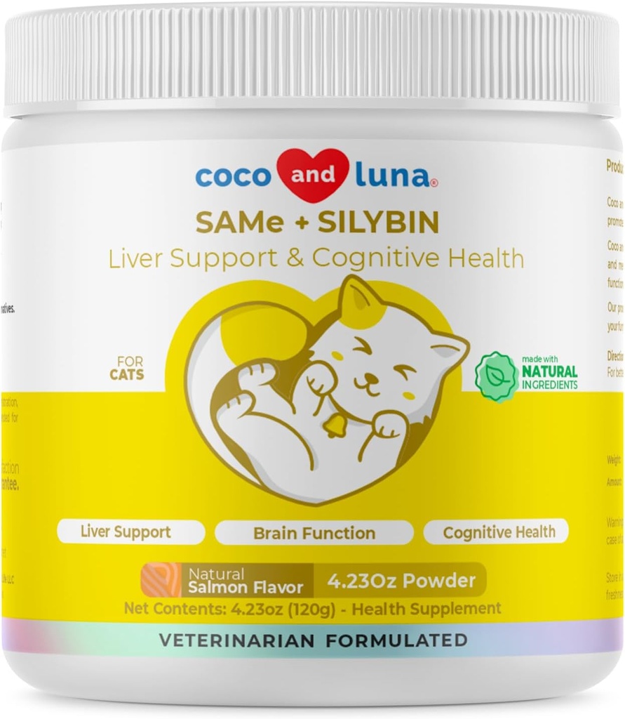 고양이와 같은 Silybin - S-Adenosyl-L-Methionine - 120g 파우더 - Liver Supplement - Cognitive 및 Liver 지원 촉진