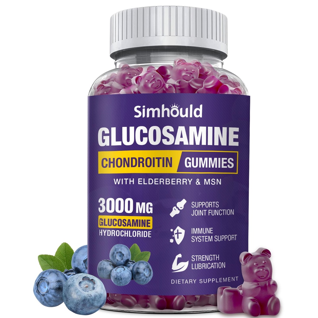 Glucosamine Chondroitin Gummies - 3000MG 여분 힘 합동 지원은 MSM & Elderberry, 융통성, 성인, 남자 & 여자를 위한 산화 면역성이 있는 면역성이 있는 지원 거미를 가진 보충교재를 강화합니다