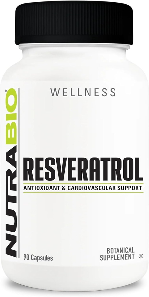 NutraBio Resveratrol 보충교재, 500mg - 자연적인 산화 방지제는 건강한 시효, 90의 캡슐을 지원합니다