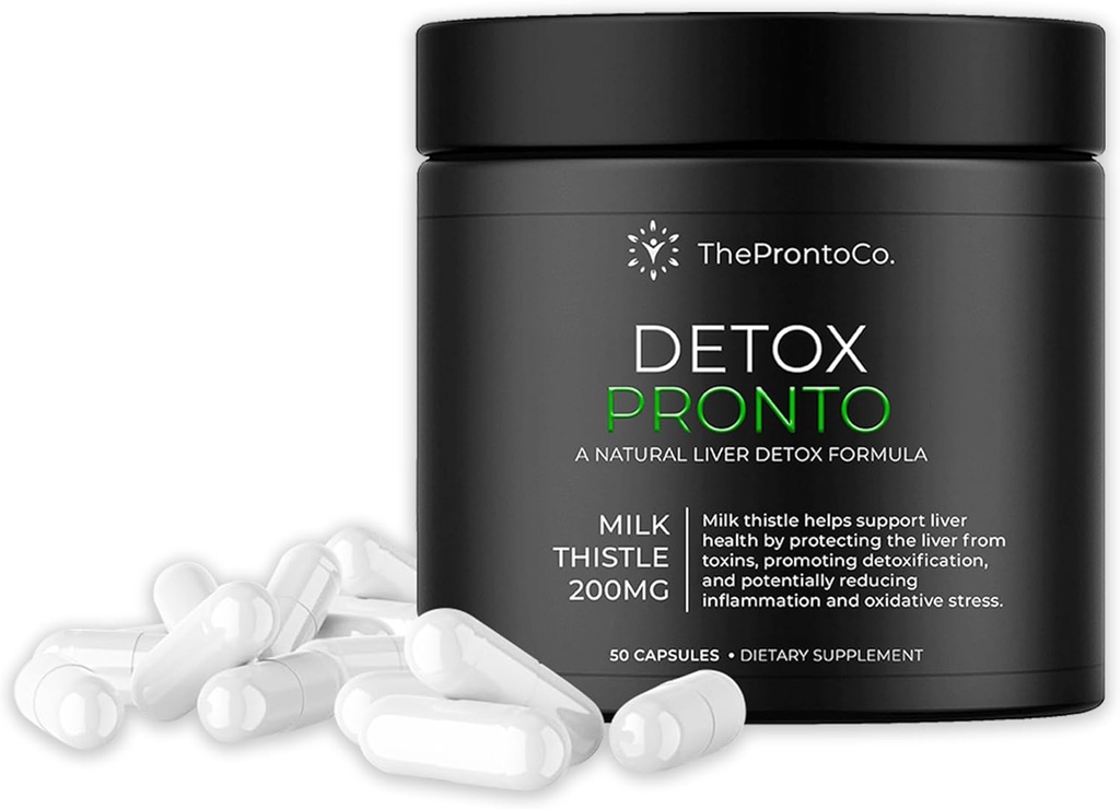 Pronto Liver Detox 보충교재 - 우유 이틀 추출물 200mg의 간결하고 & 지원 알약, 간질 건강을 위한 해독 공식, 50의 캡슐