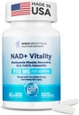 NAD + 여성을위한 보충, 900MG Nicotinamide Riboside (NR), Resveratrol, CoQ10, Alpha-Lipoic Acid, Astaxanthin - 셀룰러 에너지 및 수리, 건강한 노화 지원 - 60 채식 캡슐