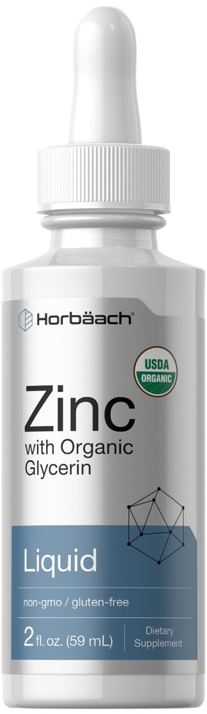 Horbäach 액체 아연 드롭 | 2 Oz | 유기농 글리세린 | 채식주의, 비 GMO, 글루텐 무료 보충