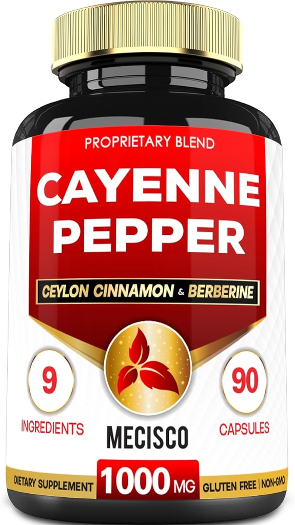 Cayenne Pepper는 Turmeric Curcumin 뿌리, Berberine HCl, Ceylon Cinnamon Bark & More - 90 캡슐을 보충합니다 - 소화 건강, 면역 체계 & 몸 균형 지원