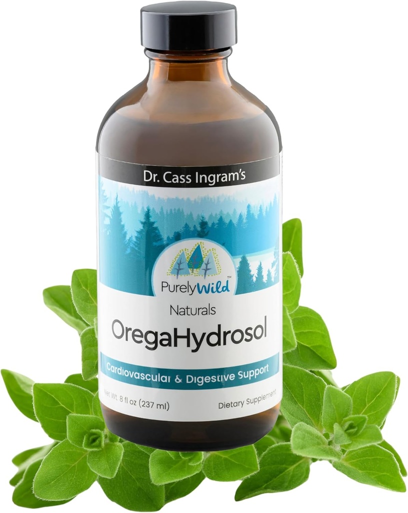 PURELY WILD Dr. Cass Ingram's OregaHydrosol - Immune Support, Respiratory & Digestive Health 용 야생 지중해 오가노 주스 - 비 GMO Wild - Pure Steam-Distilled Essssence (8 fl oz)