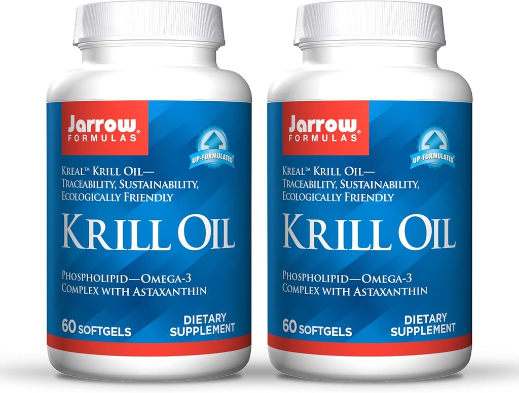 Jarrow Formulas Krill Oil - 60 Softgels - Astaxanthin과 Phospholipid Omega-3 Complex - 5 월 지원 Lipid Management, 뇌 기능 및 대사 - 30 서빙