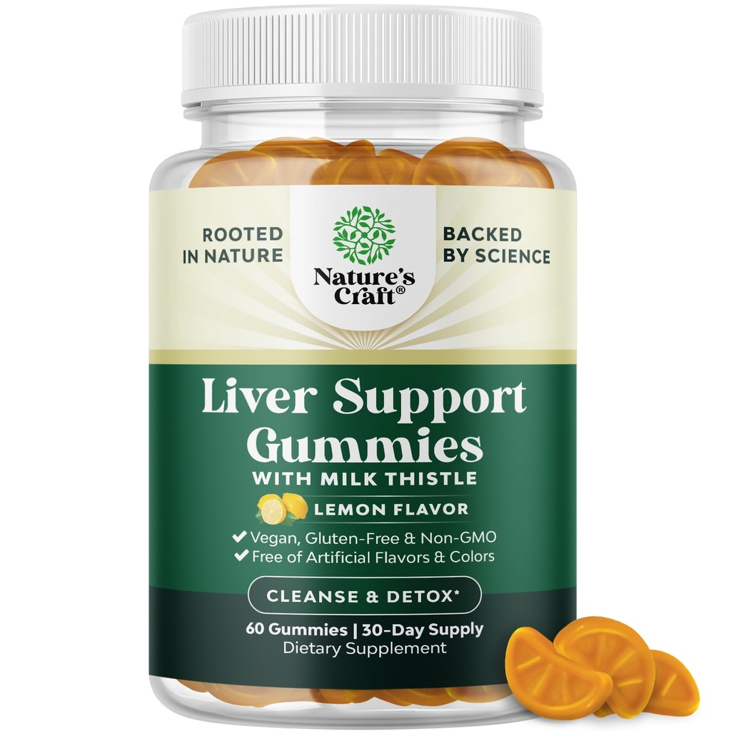 클렌징 초본 생강 Detox Gummies Liver Support Milk Thistle Gummies with Artichoke Extract Turmeric Curcumin 및 L-Carnitine - Vegan 및 Non-GMO - 달콤한 레몬 (30 인분)