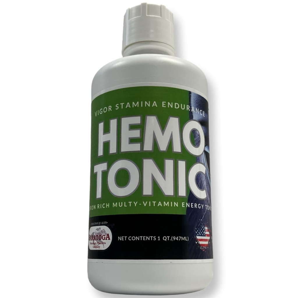 Hemotonic - Iron Rich Multi-Vitamin Energy Tonic Power Packed Blood Builder & Saratoga Veterinary 제품으로 말을위한 에너지 재배자 (1 Qt)