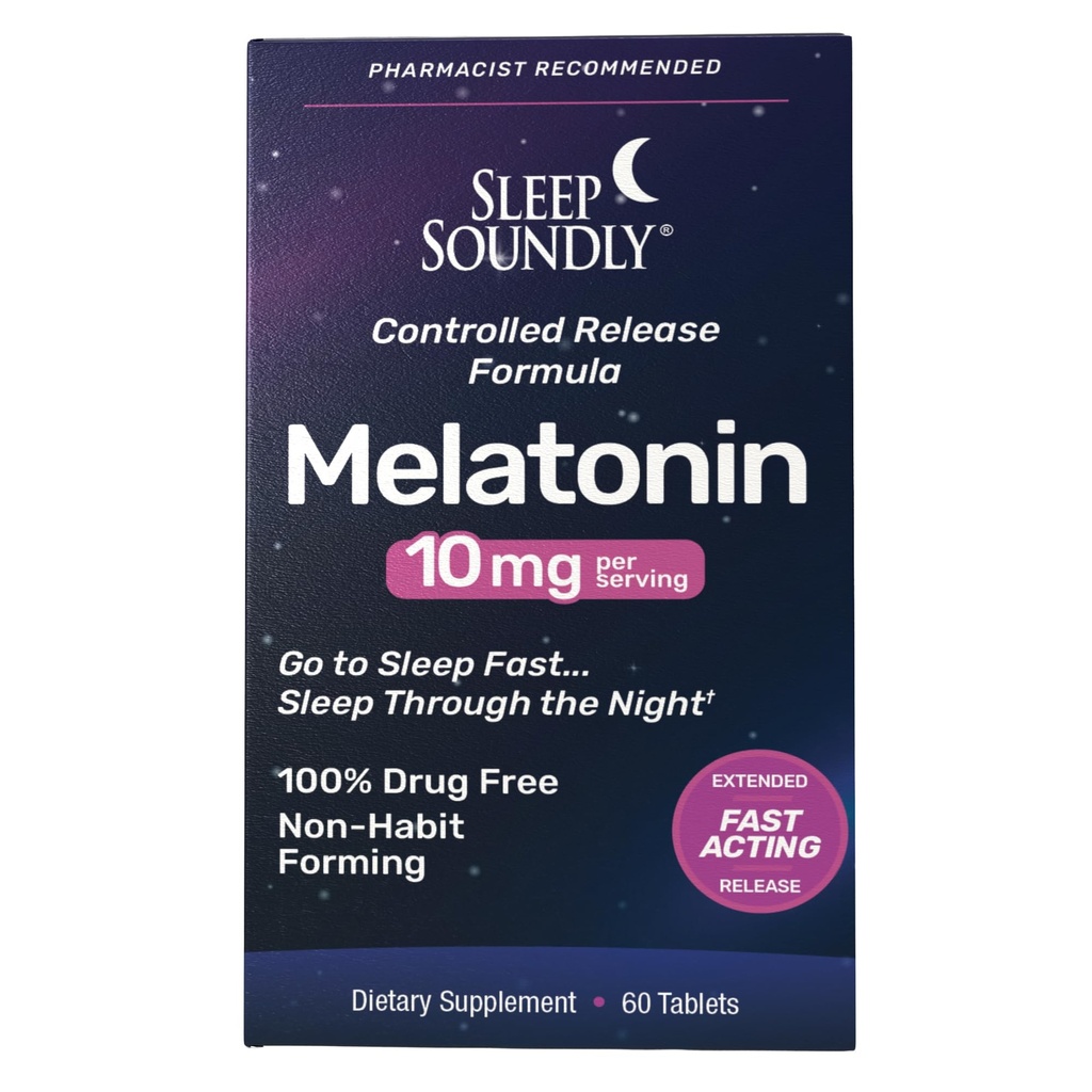 건강한 Melatonin 10mg의 빠른 행동, 장시간 방출 잠 공식, 60의 서빙, 파란
