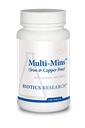 Biotics Research Multi Mins Iron and Copper Free Multi Mineral Complex, 미네랄 킬레이트 및 전체 식품의 균형있는 소스, 화학적으로 Bound Trace Minerals, 쉽게 흡수. 120 탭
