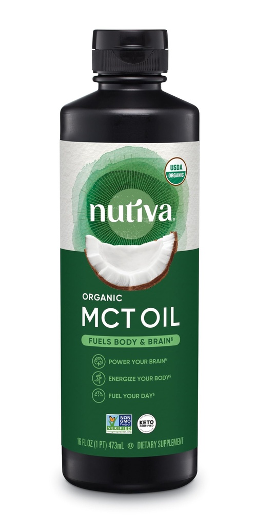 Nutiva 유기 MCT 오일, 코셔, 케토 친화적 인, USDA 인증 유기, 비 GMO, 16 유체 Ounce (팩 1)