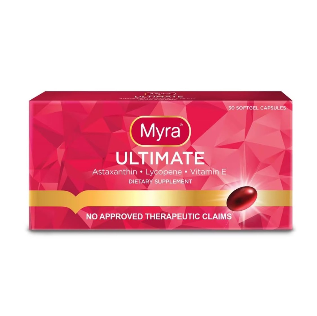 Astaxanthin, Lycopene 및 비타민 E, 30 Softgel 캡슐과 Myra Utimate