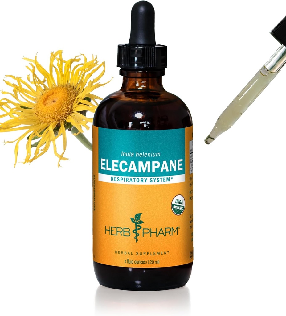 허브 Pharm Respiratory 시스템 지원을위한 유기농 Elecampane 액체 추출물 - 4 Ounce