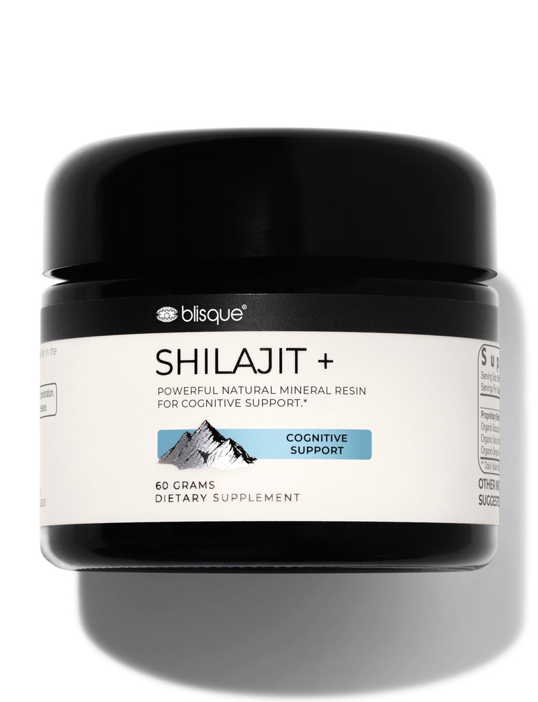 Blisque - Pure Himalayan Organic Shilajit Resin Supplement | Cognitive Support | 유기농 Bacopa 및 Gotu Kola | 인증 및 천연 | 60 그램