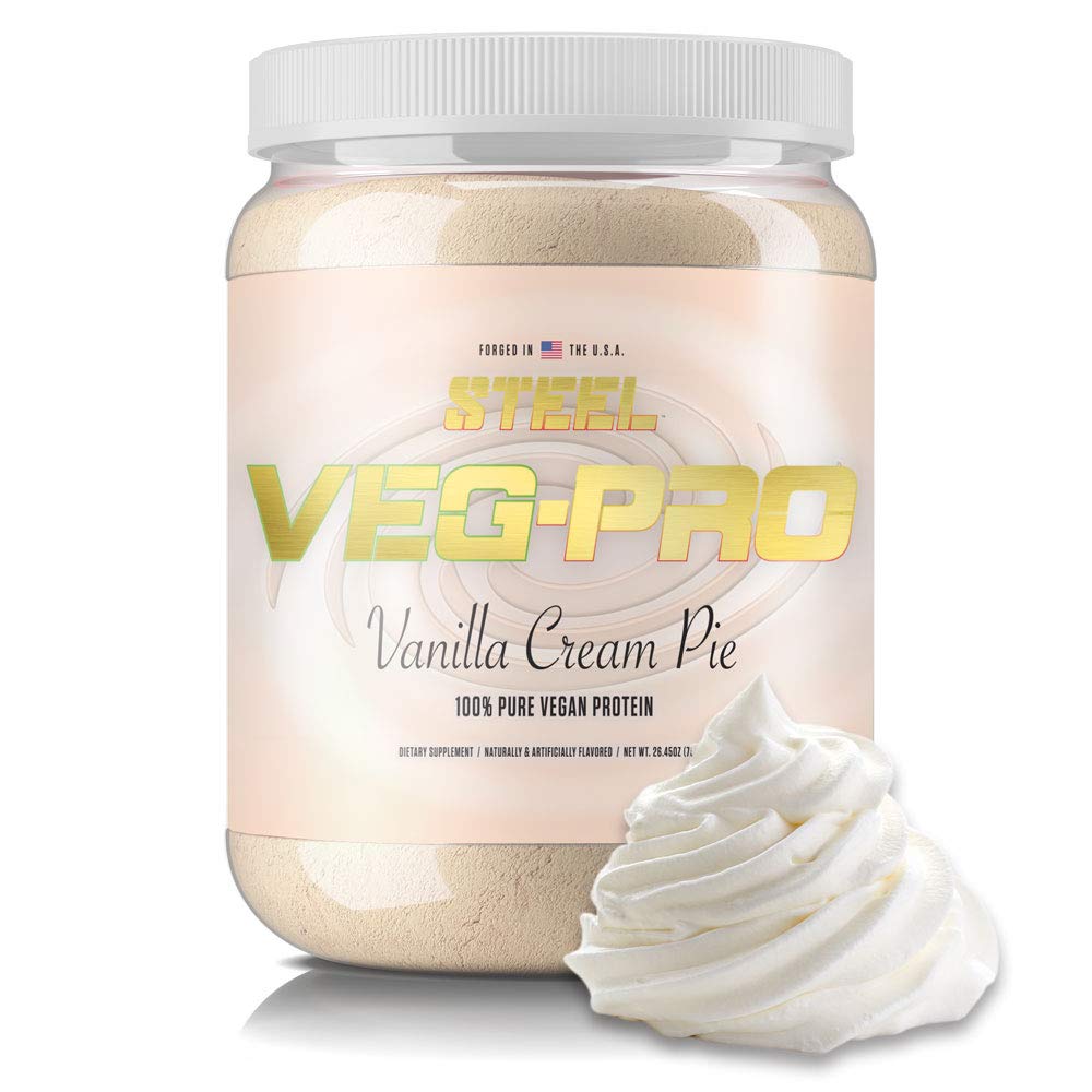 강철 보조 식품 Veg-PRO | Vegan Protein Powder, Vanilla Cream Pie | 25 서빙 (1.65lbs) | BCAA 아미노산 | 글루텐 프리 | 비 유제품 | 낮은 캐비티