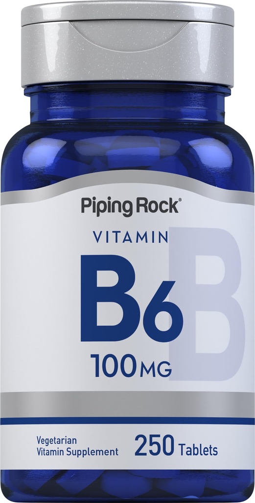 Piping Rock Vitamin B-6 100mg 보충교재 | 250 정제 | Pyridoxine 염산염으로 | Non-GMO & Vegeterian 공식