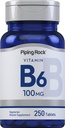 Piping Rock Vitamin B-6 100mg 보충교재 | 250 정제 | Pyridoxine 염산염으로 | Non-GMO & Vegeterian 공식