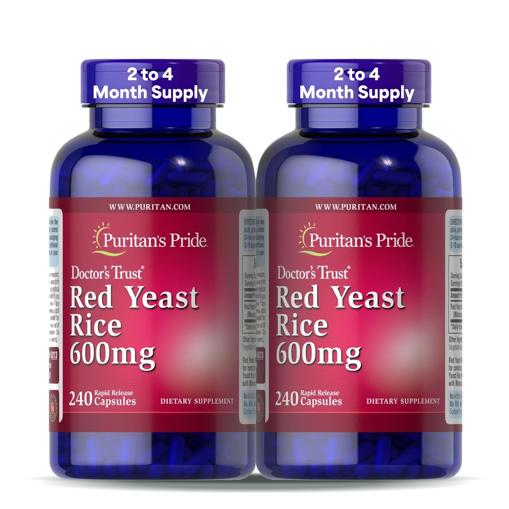 Puritan의 Pride Doctors Trust® Red Yeast Rice 600mg, Dietary Supplement, 240 Rapid Release 캡슐, 2 팩