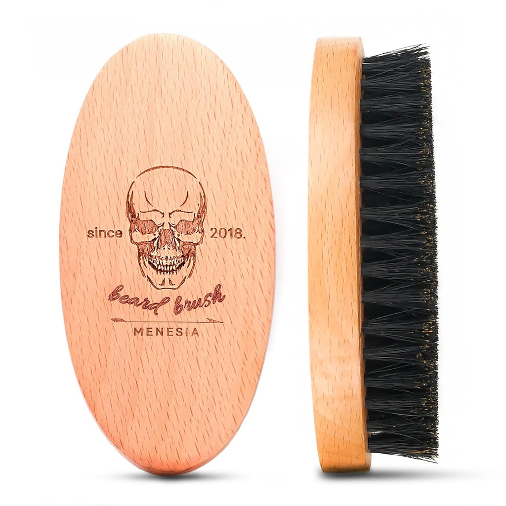 남자를 위한 Boar Bristle 머리 Beard 솔, 소형 여행 남자 나무로 되는 작은 연약한 Beard 솔 (Skull)