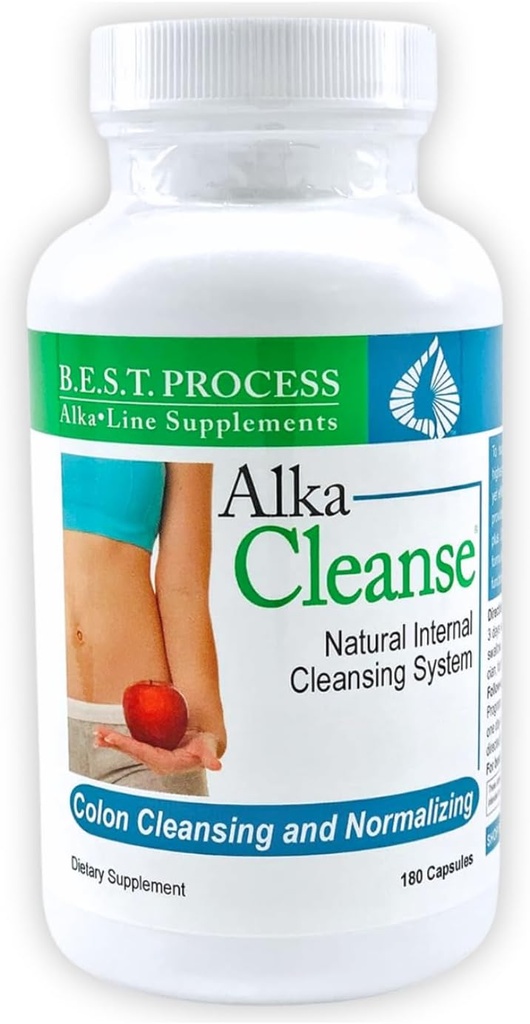 Alka•Cleanse Best Process Alkaline — 초본 Detox Colon Cleanse & Digestive Distress Formula — Psyllium Husk, Probiotics, 효소 및 허브 (1)