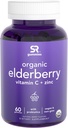 Elderberry Gummies 농축액 (65:1) 비타민 C, 아연 및 면역 지원 및 Gut 건강을위한 프로 바이오 틱스 | USDA 유기, Vegan 인증 및 비 GMO 인증 (60 Vegan Gummies)