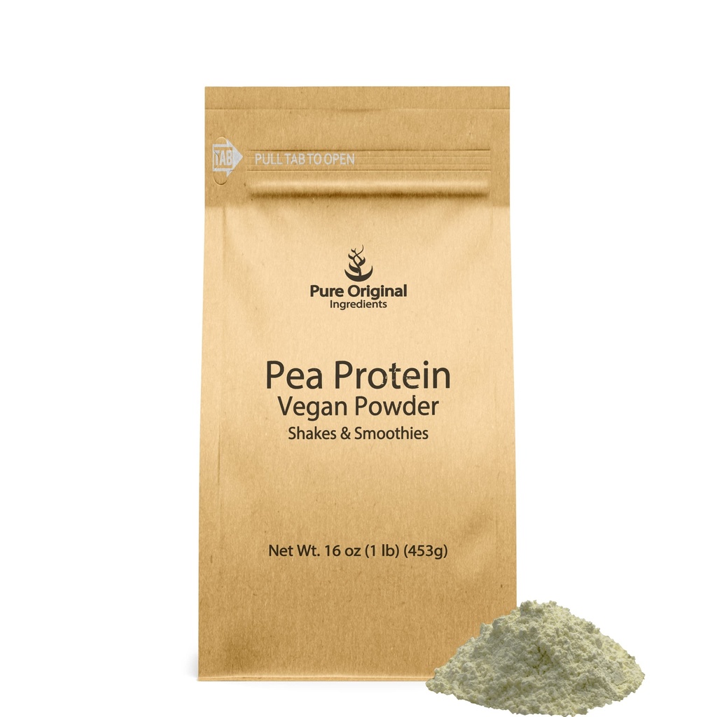 PURE ORIGINAL INGREDIENTS Pea Vegan Protein Powder (1 lb) 글루텐 무료, Yellow Peas