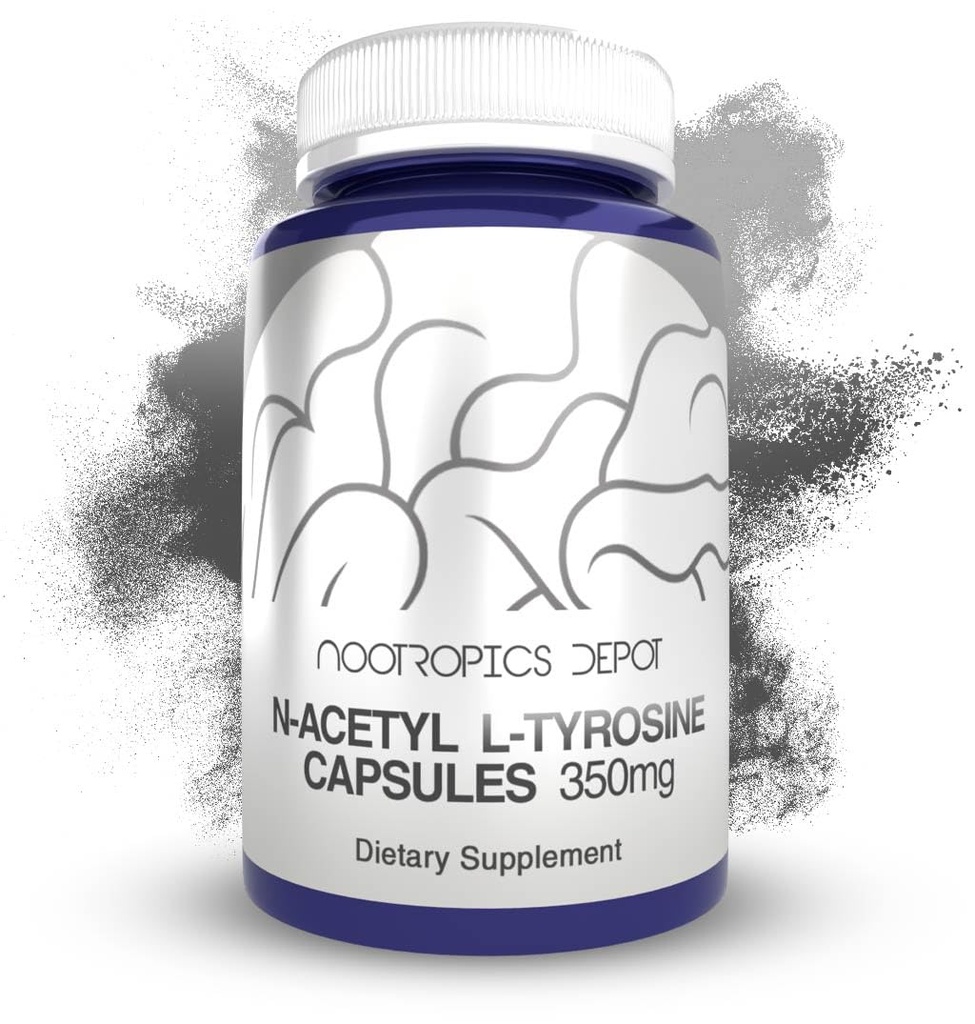 Nootropics Depot N-Acetyl L-Tyrosine 캡슐 | 350mg | 120 조사 | NALT | 아미노산 보충교재 | 자연적인 보충교재 | 지원 기억, 학습, 초점, 건강한 긴장 수준