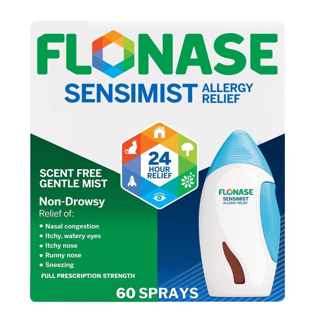 Flonase Sensimist Allergy Relief Nasal Spray for Non-Drowsy, 24Hour Multi-Symptom 알레르기 완화 – 60 스프레이