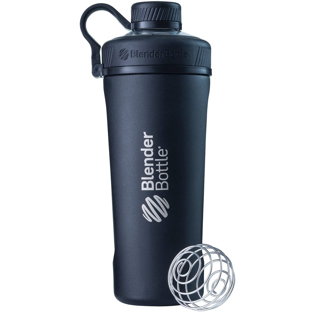 BlenderBottle Radian 셰이커 컵은 철사 Whisk, 26 Ounce, 광택이 없는 검정을 가진 스테인리스 물병을 격리했습니다