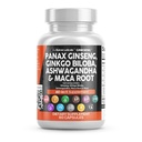 Clean Nutraceuticals Panax Ginseng Ginkgo Biloba Ashwagandha Maca Root - Pine Bark Extract, Garlic 및 Saw Palmetto - 60 Caps와 여성 및 남성을위한 초점 보충 알약