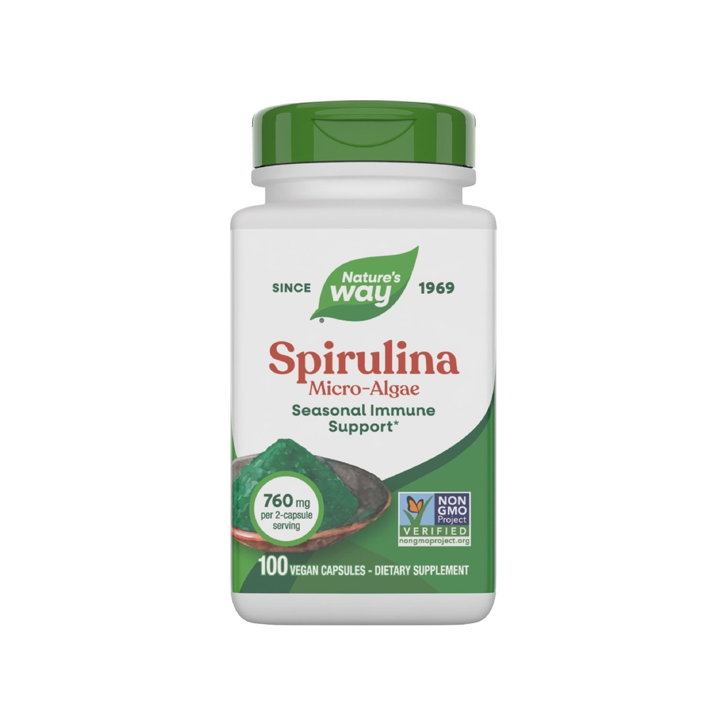 자연의 방법 Spirulina 마이크로 조류, 계절 면역 지원 *, 비타민 A의 소스 (베타 카로틴), 서빙 당 760 mg, 100 Vegan 캡슐 (포장 May Vary)