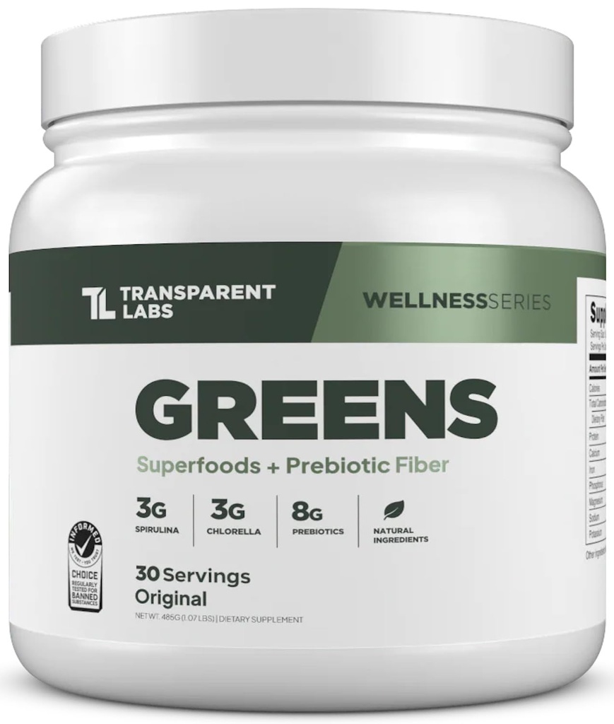 투명한 실험실 Prebiotic 녹색 - 유기 Spirulina, Chloerra, Acacia, & 녹색 바나나 분말을 가진 Superfood 분말 & 산화 방지제 보충교재 - 30의 서빙, Unflavored
