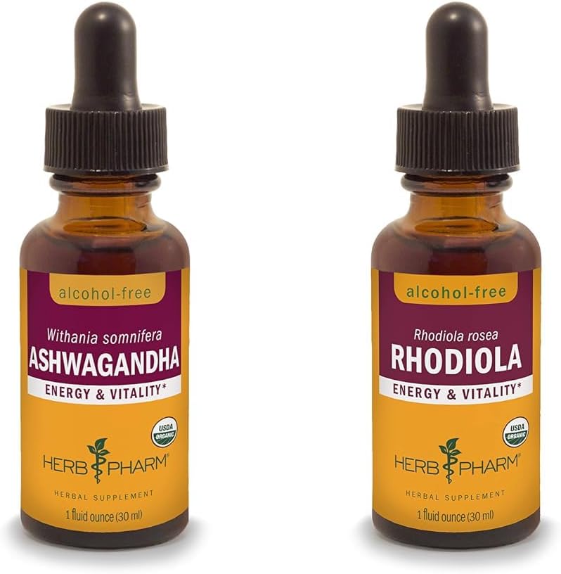 허브 Pharm Ashwagandha & Rhodiola는 에너지, 활력, 내구력 및 체력, 1 Oz 각각 추출합니다.