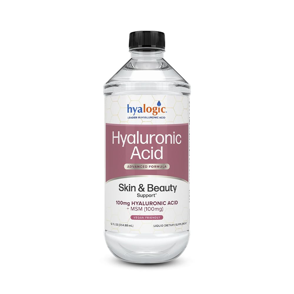 Hyalogic 액체 Hyaluronic 산 보충교재 - 100mg HA와 100mg MSM를 가진 소화 가능한 피부 지원 - 얼굴, 눈 및 입술을 위한 자연적인 Hydration - 높은 분자량 공식 - 12 oz