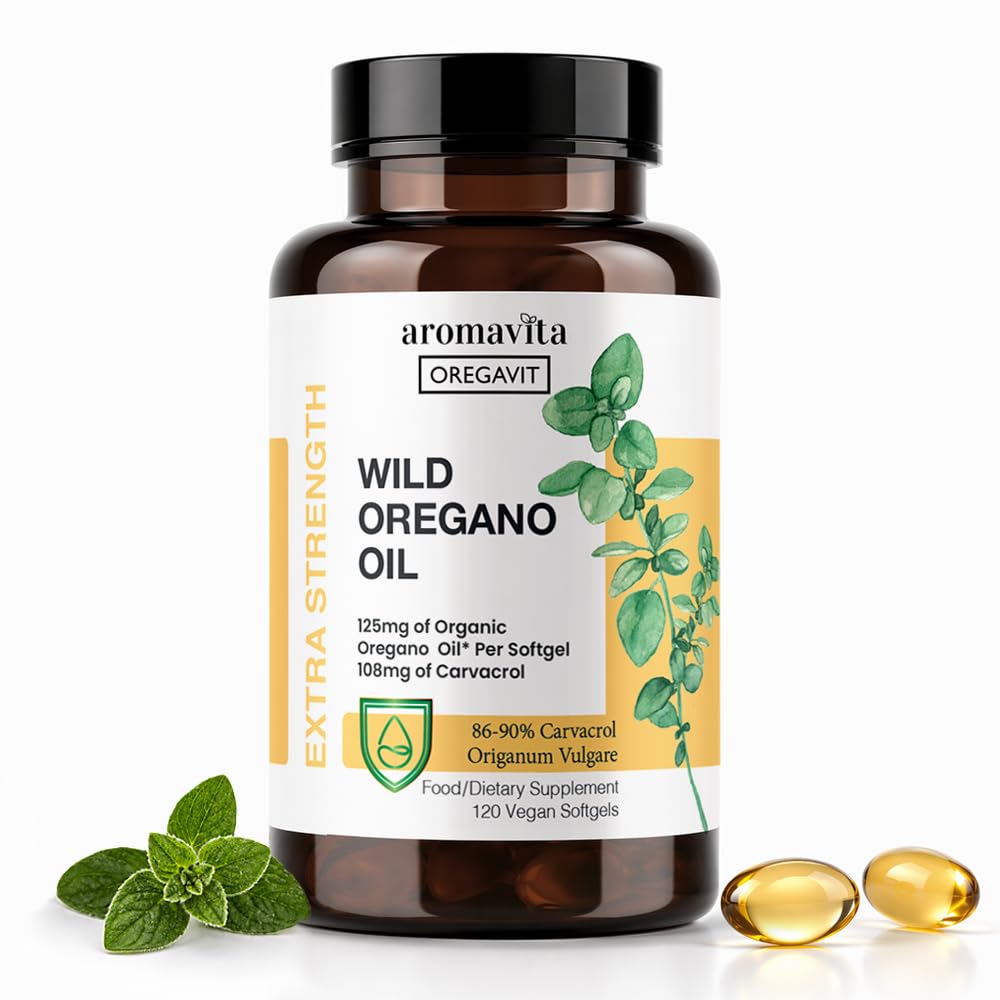 Vegan 야생 Oregano 기름 캡슐 유기, 86-90% Carvacrol - Softgel 당 Oregano의 125mg 기름 - 면역성이 있는 지원, 자연적인 산화 방지제, Vegan, 비 GMO, 120의 캡슐