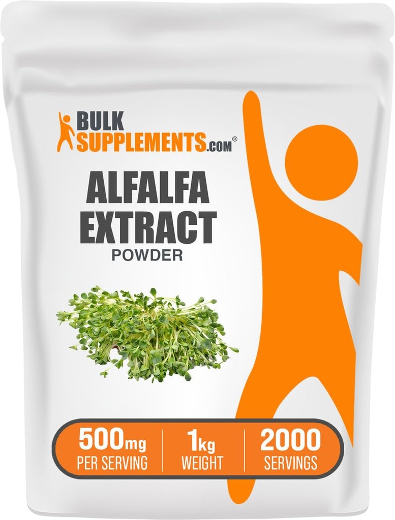 BulkSupplements.com Alfalfa 추출물 분말 - Alfalfa 보충교재, 녹색 Superfood 분말 - Vegan & 글루텐 무료, 녹색 보조제 - 서빙 당 500mg, 1kg (2.2 파운드) (팩 1)
