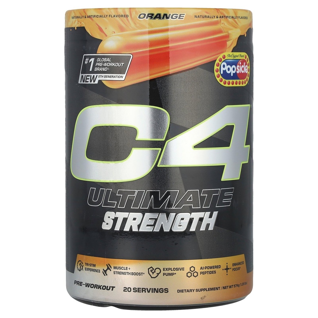 Cellucor C4 궁극적 인 힘 전 운동 분말 - Tri-Stim 경험 300mg Caffeine+TeaCrine+Dynamine - Creatine & Beta-Alanine - 남자 & 여자를 위한 에너지 보충교재 - 오렌지 Popsicle, 20의 서빙