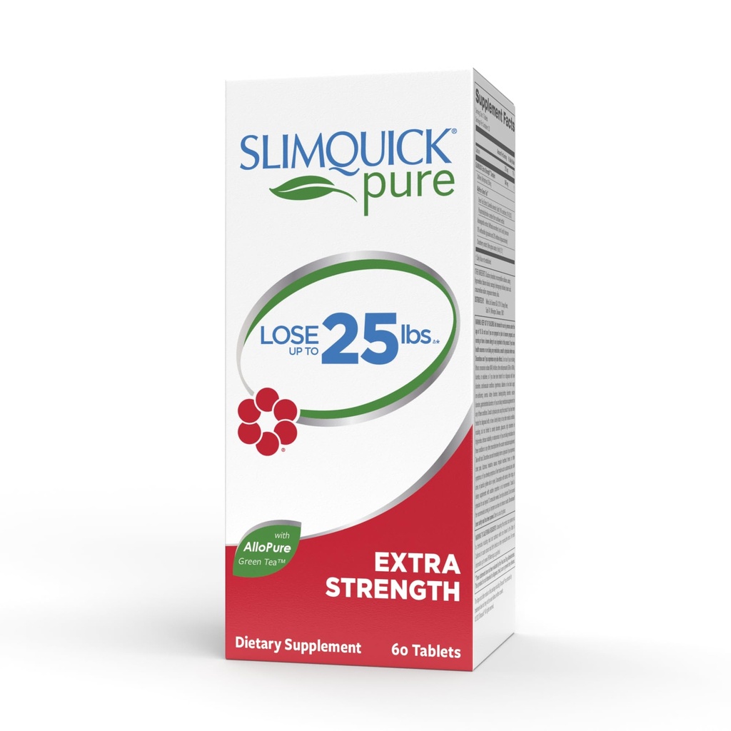 Slimquick 여성을위한 순수한 3x 여분의 강도 알약, 체중 목표 달성, Metabolism, Lose Excess Water, Green Tea Extract, Caste Tree, Caffeine, MCT Oil - 60 Count로 더 긴 유지