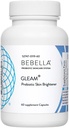 Bebella Gleam Probiotic 혼합 피부 조명 w Glutathione-Reduced NAC 알파 Lipoic 산 VIT C & 바다 교원질 펩티드 60 캡슐