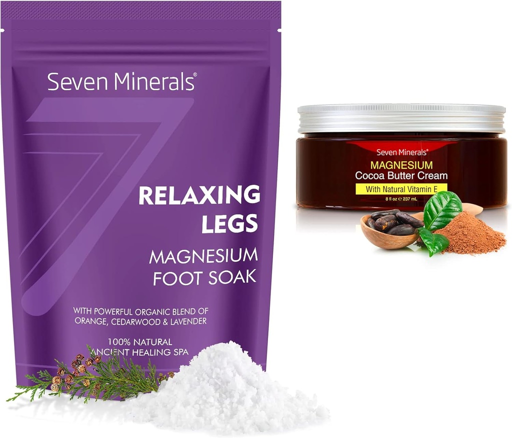 Seven Minerals Relaxing 다리 마그네슘 조각 및 천연 크림