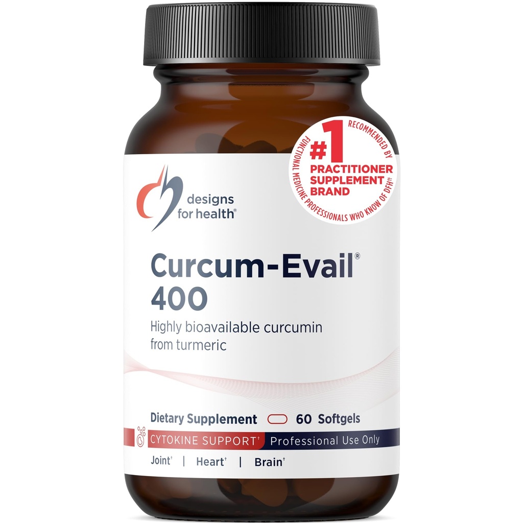 Health Curcum-Evail 400 설계 - Bioavailable Turmeric Curcumin 보조 식품 - Evail Emulsification Technology - Turmeric Oil + Vitamin E, Non-GMO (60 Softgels)와 Curcumin C3 Complex