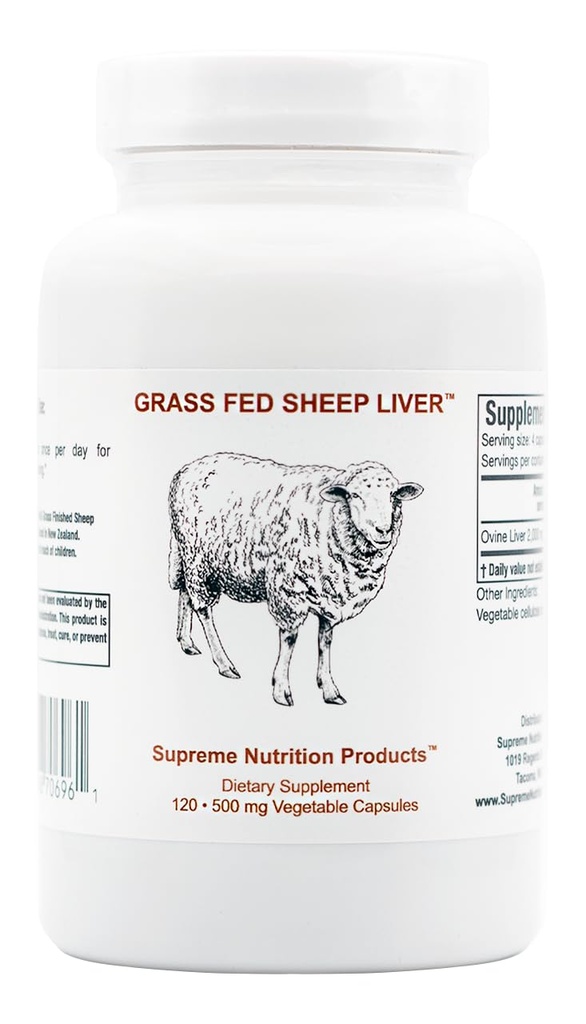 대단한 영양 잔디 Fed Sheep Liver, 120 순수한 Ovine Liver 캡슐