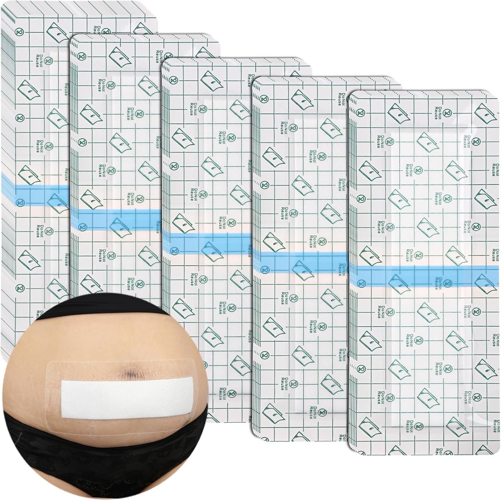 C-Section 방수 Abdominal Incision Bandages 포스트 Hysterectomy Tummy Tuck 샤워 보호 패드 패치 아일랜드 드레싱 테이프 큰 부상 치료 용품 4x10 팩 14