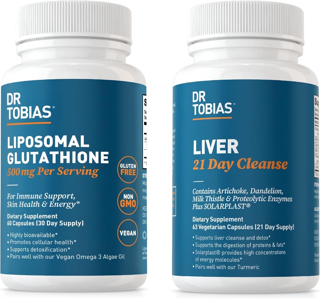 Tobias Liver 21 Day Cleanse 및 Liposomal Glutathione 박사 - Liver Detox, 면역 기능 및 에너지 레벨 지원 - Vegan, Non-GMO
