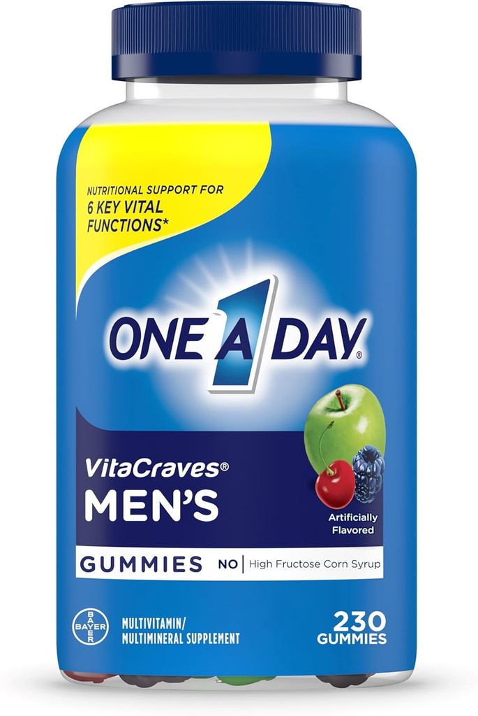 1 A Day Men의 Multivitamin Gummies, 비타민 A, C, D, E, 칼슘 및 건강한 근육 기능, Gummies, 230 조사를 지원하는 남성을 위한 Multivitamin