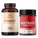 HERBAMAMA Ashwagandha 및 Beet Root Kit - 1500 mg Ashwagandha 뿌리 캡슐 및 1500 mg Beet Root Gummies의 번들 - Vegan, Non-GMO, Gelatin-Free - 2 팩