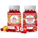 Lunakai 비타민 B12와 Women 's Multivitamin Gummies 번들 - 에너지 지원 및 뼈 건강을위한 비 GMO 및 채식 보충 - 16 필수 비타민과 미네랄의 100 % 일일 가치 - 30 일 공급