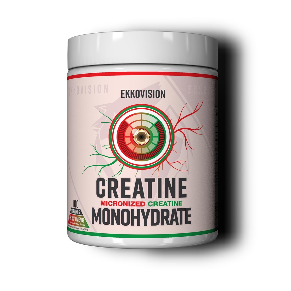 Ekkovision 크레아틴 Monohydrate 분말, Micronized, Cherry Limeade, 전 운동 & 포스트 운동은 남자 & 여자를 위한 보충, 에너지 지원, Shakes, Smoothies & 음료, 100의 서빙에서 섞기 위하여, 쉬운
